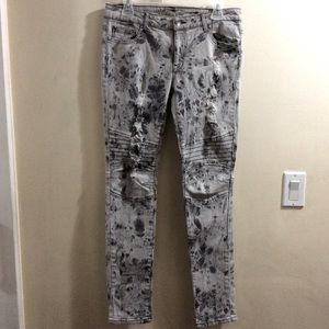Klique B Jeans distressed moto tie dye jeans